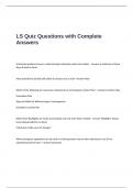 LS Quiz Questions with Complete Answers