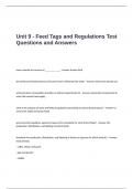 Unit 9 - Feed Tags and Regulations Test Questions and Answers