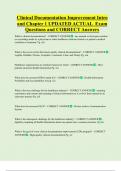 Clinical Documentation Improvement Intro  and Chapter 1 UPDATED ACTUAL Exam  Questions and CORRECT Answers
