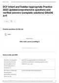 DCF Infant and Toddler Appropriate Practice 2025 update&vert;comprehensive questions and verified answers &lpar;complete solutions&rpar; GRADE A&plus;&excl;&excl;