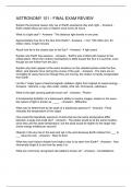 ASTRONOMY 101 - FINAL EXAM REVIEW