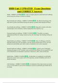 HHD Unit 1 UPDATED Exam Questions  and CORRECT Answers