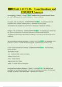 HHD Unit 1 ACTUAL Exam Questions and  CORRECT Answers