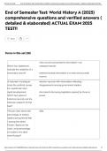 End of Semester Test&colon; World History A &lpar;2025&rpar; comprehensive questions and verified answers &lpar; detailed & elaborated&rpar; ACTUAL EXAM 2025 TEST&excl;&excl;