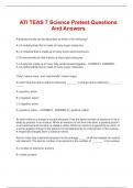 ATI TEAS 7 Science Pretest Questions  And Answers