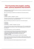 T E A S practice test &lpar;english&comma; reading&comma;  math&comma; science&rpar; Questions And Answers