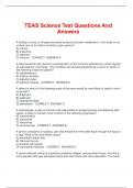 TEAS Science Test Questions And  Answers