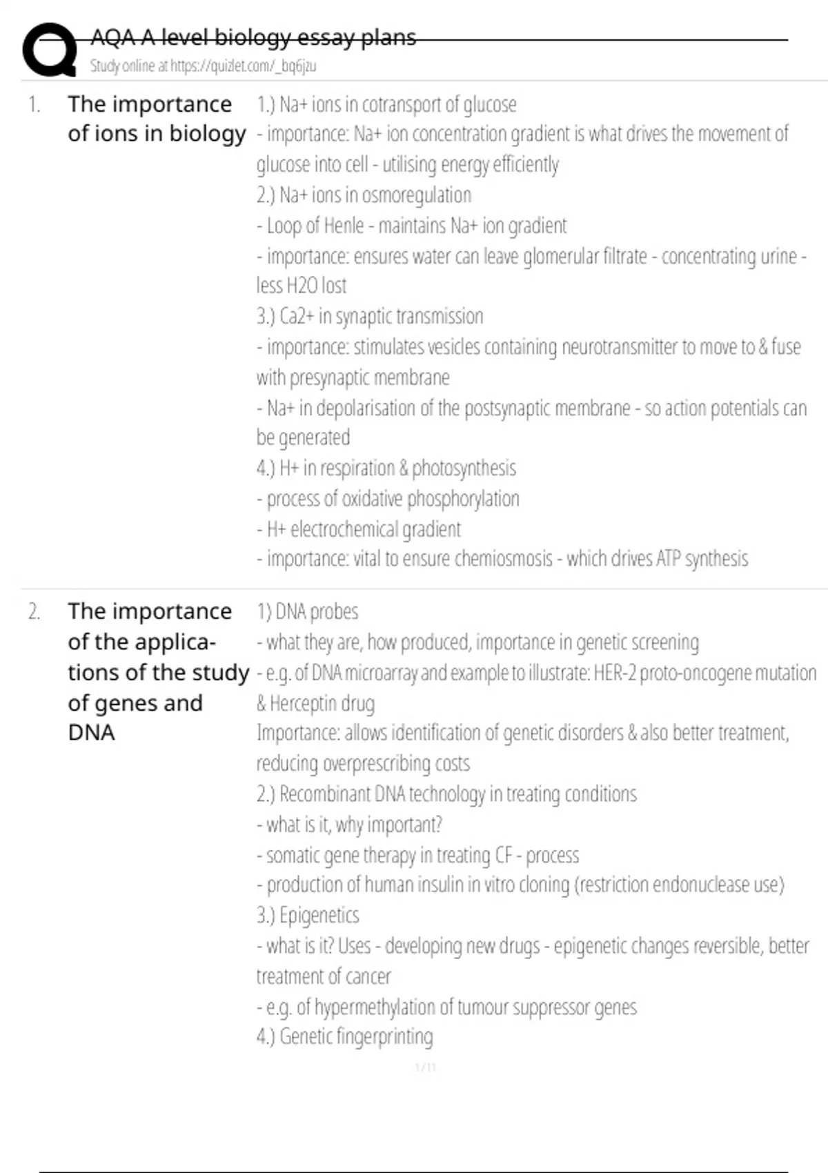 AQA A level biology essay plans Comprehensive Questions and Answers 100 ...