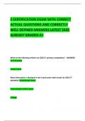   Z CERTIFICATION EXAM WITH CORRECT ACTUAL QUESTIONS AND CORRECTLY WELL DEFINED ANSWERS LATEST 2025  ALREADY GRADED A&plus; 