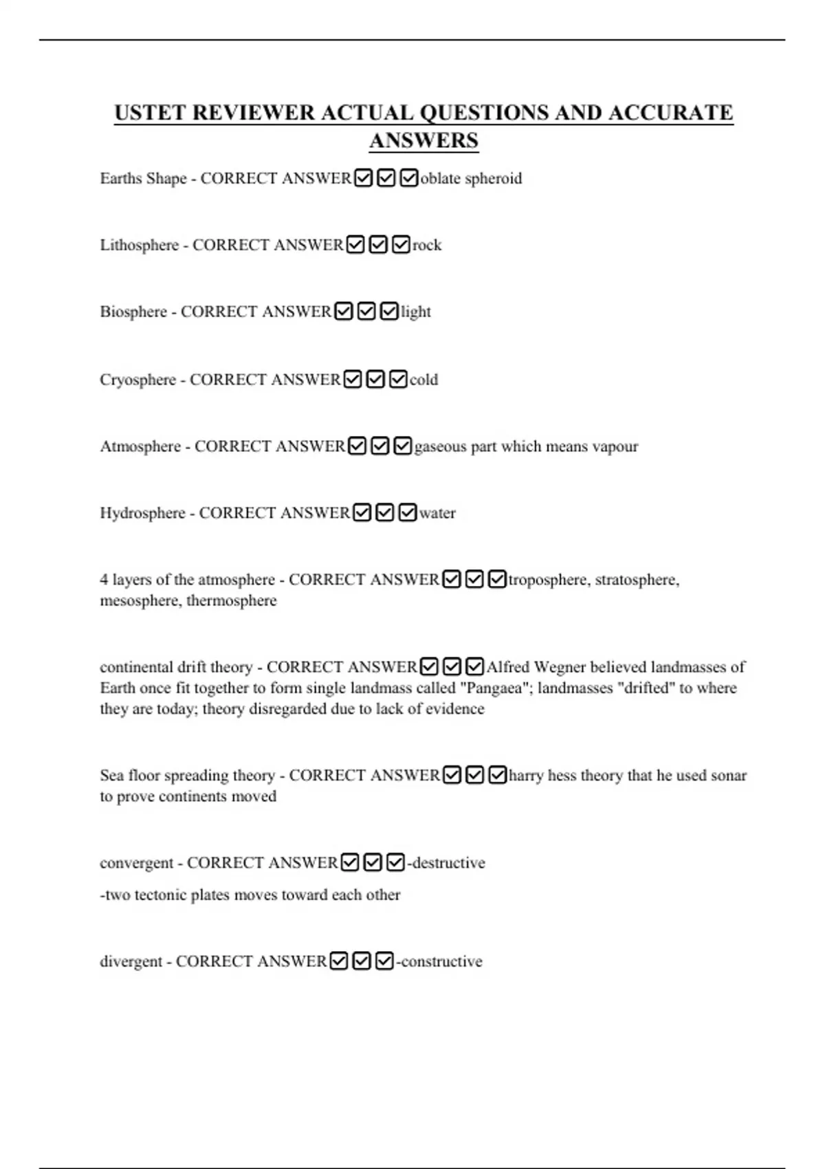 Example Ustet USTET REVIEWER ACTUAL QUESTIONS AND ACCURATE ANSWERS - USTET - Stuvia US