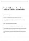 Residential Contractor Exam Study Guide Questions and Correct Answers