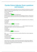 Florida Claims Adjuster Exam questions and answers