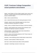 CLEP Freshman College Composition actual questions and answers
