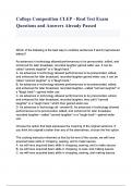 College Composition CLEP - Real Test Exam Questions and Answers alredy passed