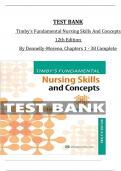 TEST BANK for Timby's Fundamental Nursing Skills And Concepts  12th Edition  By Donnelly-Moreno&comma; Chapters 1 - 38 Complete  GRADED A&plus;