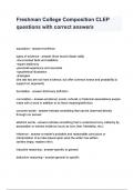 Freshman College Composition CLEP questions with correct answers