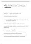 YQCA Exam Questions and Answers- Food Safety