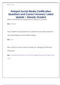 Hubspot Social Media Certification Questions and Correct Answers&sol; Latest  Update &sol; Already Graded