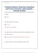 Criminal Evidence Final Exam Questions  and Correct Answers&sol; Latest Update &sol;  Already Graded