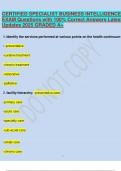 CERTIFIED SPECIALIST BUSINESS INTELLIGENCE EXAM Questions with 100- Correct Answers Latest