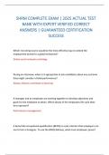 SHRM COMPLETE EXAM &vert; 2025 ACTUAL TEST BANK WITH EXPERT VERIFIED CORRECT ANSWERS &vert; GUARANTEED CERTIFICATION SUCCESS 