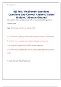 BLS Test&sol; Final exam questions Questions and Correct Answers&sol; Latest  Update &sol; Already Graded