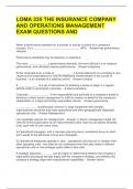 LOMA 335 THE INSURANCE COMPANY AND OPERATIONS MANAGEMENT EXAM QUESTIONS AND 