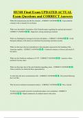 HUSH Final Exam UPDATED ACTUAL  Exam Questions and CORRECT Answers