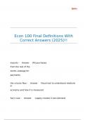 Econ 100 Final Definitions With Correct Answers &lpar;2025&rpar;&excl;&excl;