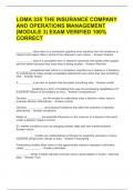 LOMA 335 THE INSURANCE COMPANY AND OPERATIONS MANAGEMENT &lpar;MODULE 3&rpar; EXAM VERIFIED 100&percnt; CORRECT 