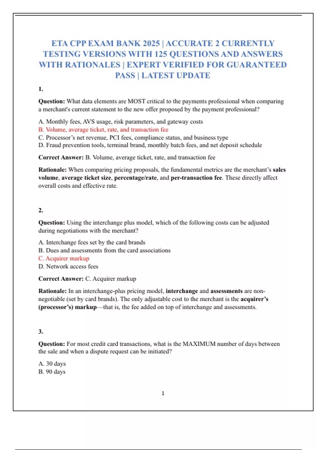 ETA CPP EXAM BANK 2025 | ACCURATE 2 CURRENTLY TESTING VERSIONS WITH 125 ...