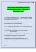 Veterinary Pharmacology-Final Exam Questions And Answers &vert;Latest 2025 &vert; Guaranteed Pass&period;