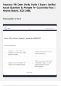 Fresenius RN Exam Study Guide &sol; Expert Verified Actual Questions & Answers for Guaranteed Pass &vert; Newest Update&comma; 2025-2026&period;