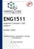 ENG1511 Assignment 2 &lpar;DETAILED ANSWERS&rpar; Semester 1 2025 - DISTINCTION GUARANTEED