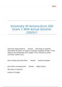 University Of Arizona Econ 200 Exam 1 With Actual Solution &lpar;2025&rpar;&excl;&excl;