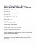 Edexcel A Level Maths &ndash; Statistics QUESTIONS AND CORRECT ANSWERS
