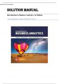 Solution Manual for Introduction to Business Analytics 1st Edition by Vernon Richardson & Marcia Weidenmier Watson All Chapters Verified &vert;ISBN&colon; 9781265454340&vert; Guide A&plus;