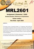 MRL2601 Assignment 2 &lpar;COMPLETE ANSWERS&rpar; Semester 1 2025 - DUE April 2025