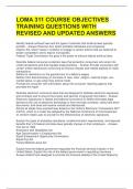 LOMA 311 COURSE OBJECTIVES TRAINING QUESTIONS WITH REVISED AND UPDATED ANSWERS 