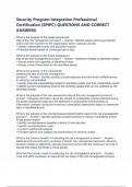 Security Program Integration Professional Certification &lpar;SPIPC&rpar;-QUESTIONS AND CORRECT ANSWERS
