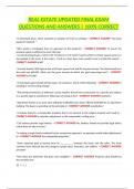 REAL ESTATE UPDATED FINAL EXAM QUESTIONS AND ANSWERS &vert; 100&percnt; CORRECT