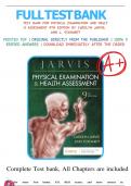 TEST BANK for -Physical Examination and Health Assessment 9th Edition by Carolyn Jarvis&comma; Ann Eckhardt &sol; All Chapters 1-32 &sol; COMPLETE GUIDE A&plus;