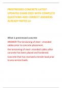 PRESTRESSED CONCRETE LATEST UPDATED EXAM 2025 WITH COMPLETE QUESTIONS AND CORRECT ANSWERS ALREADY RATED A&plus;