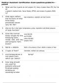 Medical Assistant Certification Exam questions graded A&plus; passed