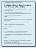 Doula Certification Exam Questions And Answers Latest Update