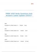 FREN 1050 Verbs Questions And Answers Latest Update &lpar;2025&rpar;&excl;&excl;