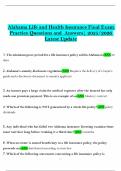 Alabama Life and Health Insurance Final Exam  Practice Questions and  Answers&vert; 2025&sol;2026  Latest Update