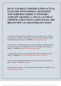 HVAC GAS HEAT CERTIFICATION ACTUAL  EXAM 2025 WITH 100 REAL QUESTIONS  AND VERIFIED CORRECT ANSWERS &vert;  ALREADY GRADED A&plus; &vert; HVAC GAS HEAT  CERTIFICATION TEST LATEST EXAM 2025  &vert;BRAND NEW &vert; GUARANTEED SUCCESS&excl;&excl;