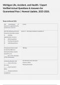 Michigan Life&comma; Accident&comma; and Health &sol; Expert Verified Actual Questions & Answers for Guaranteed Pass &vert; Newest Update&comma; 2025-2026&period;