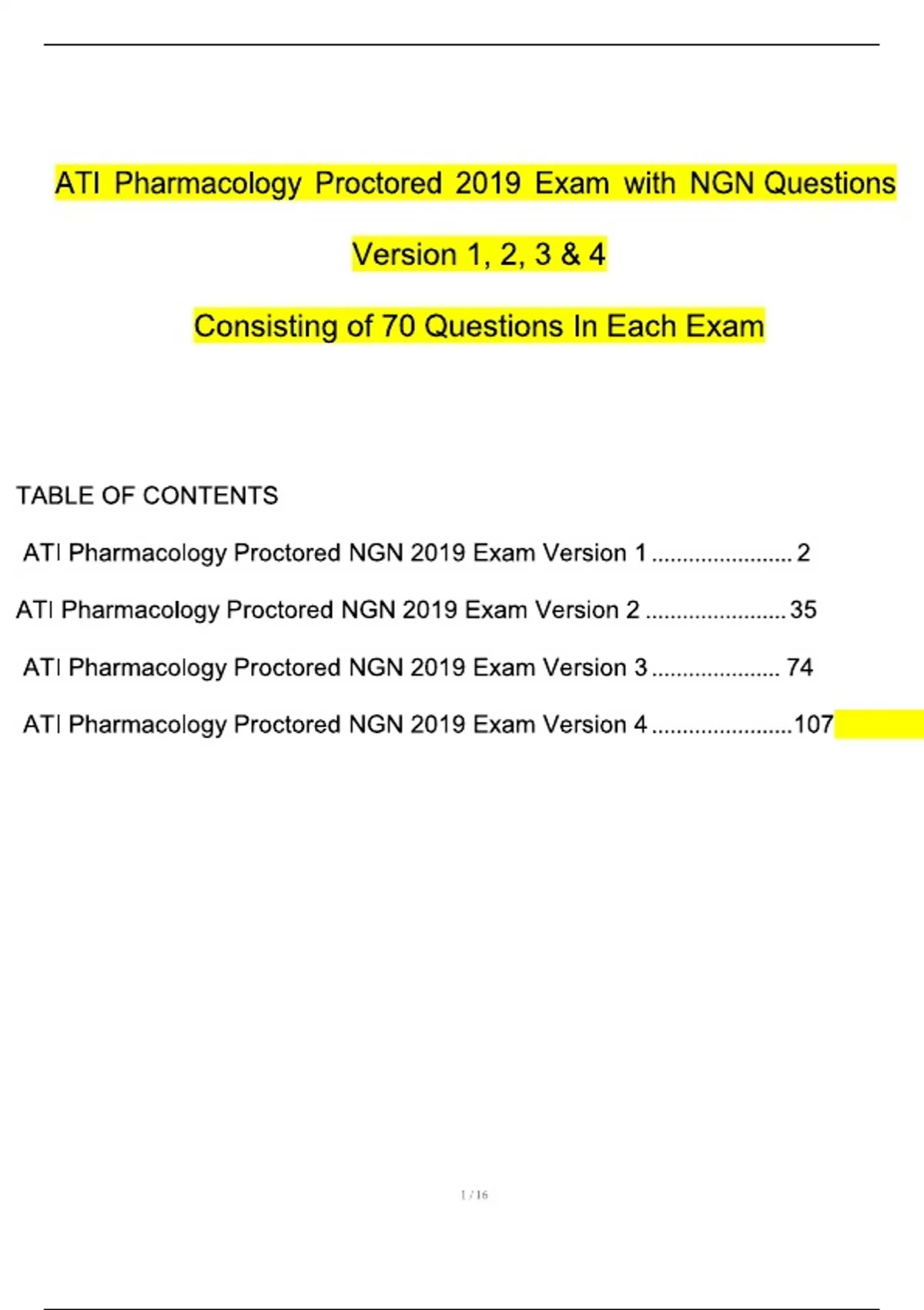 ATI PHARMACOLOGY PROCTORED EXAM 2025 WITH NGN Questions and Answers ...